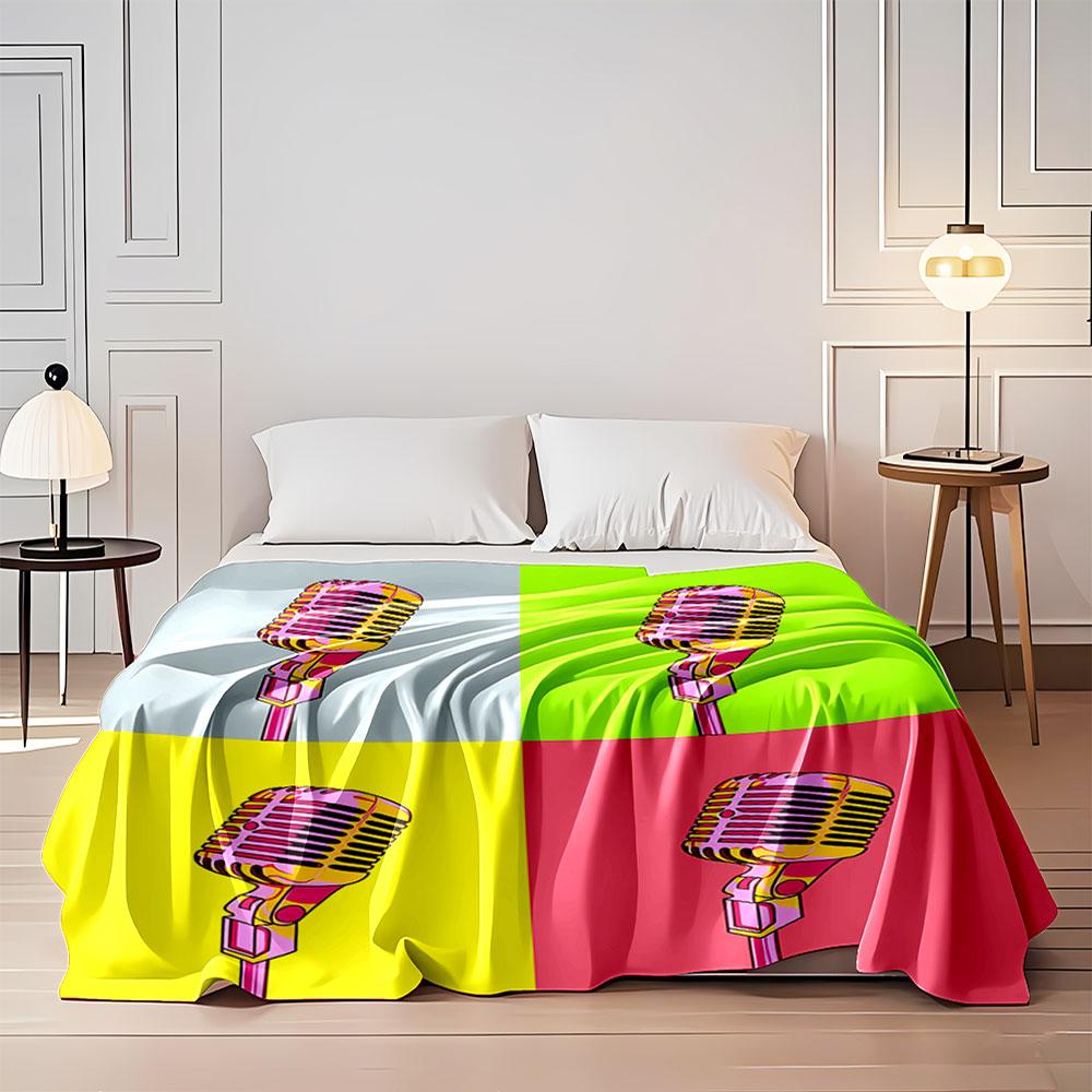 Retro Pop Art Microphone Blanket for all seasons blanket lunch break throw gift