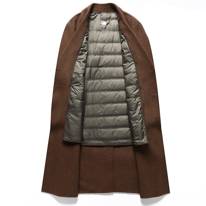 100% шерстяное пальто длинное двубортное утолщенное гусиный пух съемная подкладка двухстороннее шерстяное пальто тренчкот мужское пальто