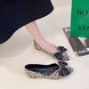 Leopard Print Single Shoes Spring  New Pointy Bow Soft Sole Women 'S Shoes Net Red Comfortable Versatile Flat Shoes