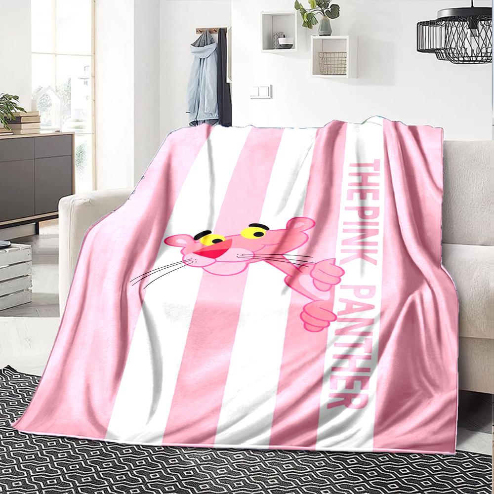 The Pink Panther Print Flannel Blanket High Quality Warm Comfortable Cover for All Seasons Perfect for Gifts Home Decor