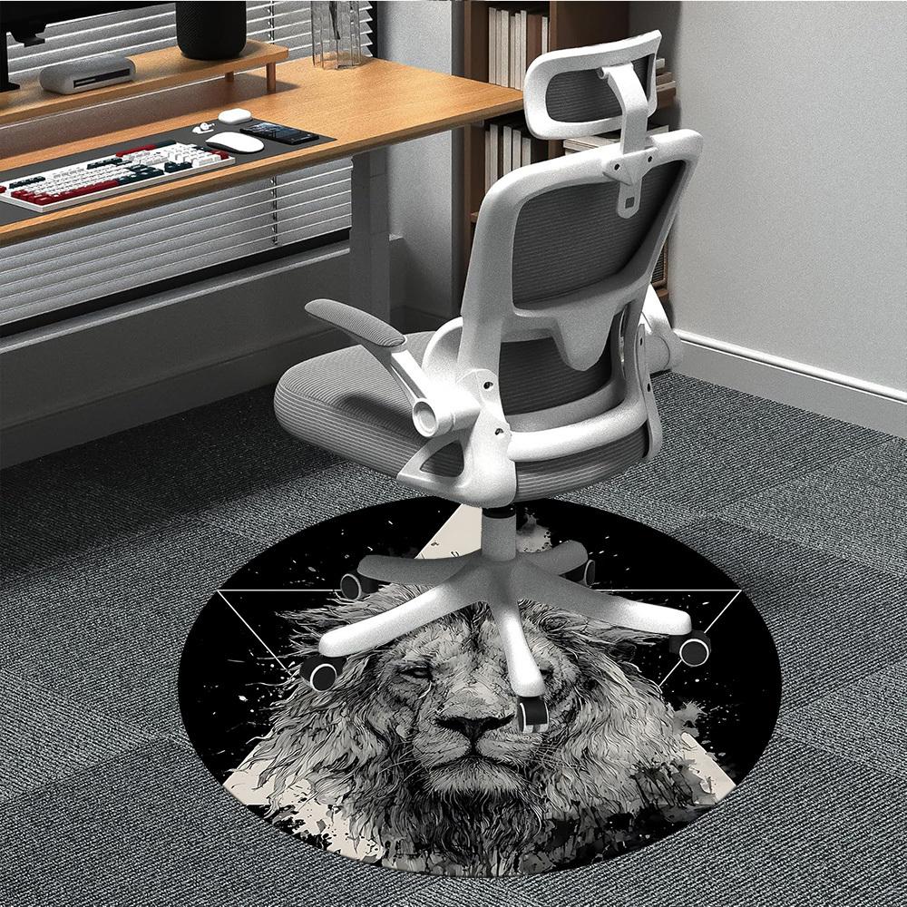 1pc Lioness Office Round Rug, Non-slip, Soft and Durable Office Rug for Interior Decoration, Perfect for Office, Beautiful Decoration yy260323045