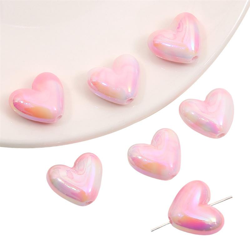 Бусины для браслетов ручной работы Акриловые бусины Mabe с цветным покрытием в форме сердца с надписью Love Loose Beads Аксессуары для самостоятельной работы Материалы для ожерелий на цепочке для сотового телефона