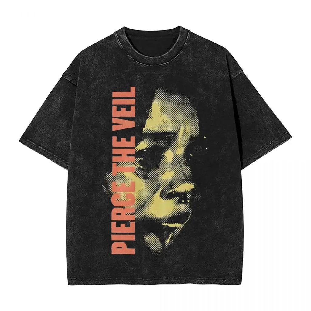 Стирка Т-shirt Pierce The Veil 2026 Tour Уличная одежда Винтажная футболка Рок-группа Футболки для Мужчин Женщин Короткий Рукав Харадзюку С принтом