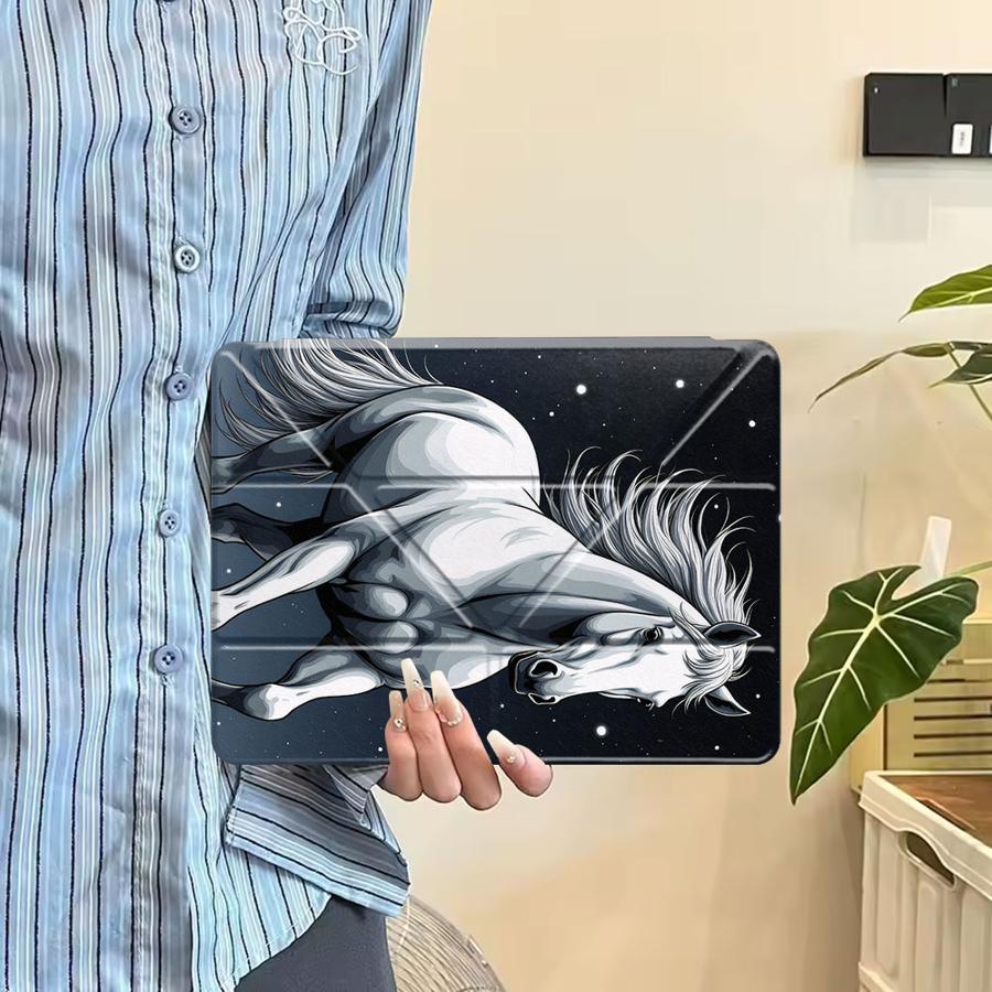 Чехол-планшет Белая Лошадь Бегущая Для iPad Pro 2025 Pro 11-го 10-го 9-го 8-го 7-го 12.9 дюйма Mini 6 7 Air 4 5 M3 M2 1 2 M4 11 дюймов Держатель