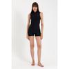 Women's Thick Strap Half Zipper Shorts Swimming Swimsuit One Piece Black