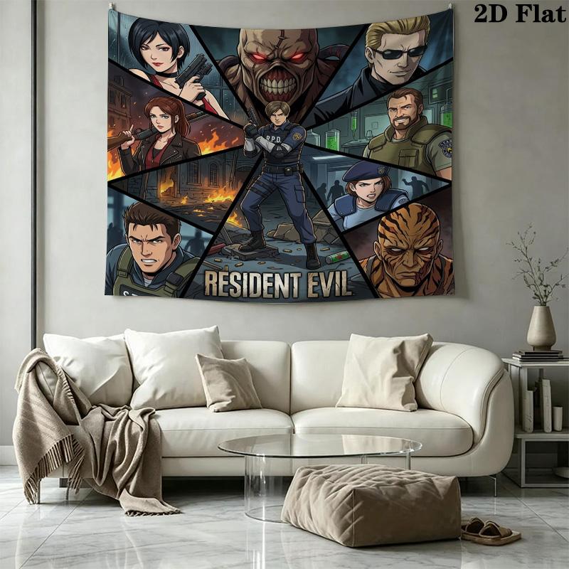 Настенный гобелен Resident Evil Эстетичное настенное панно Печатное тканевое одеяло Декоративные гобелены Для спальни гостиной Домашний декор