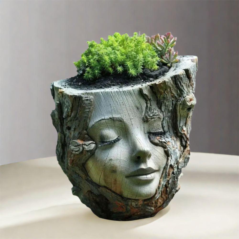 Resin Crafts Tree Stump Girl Pot Funny Succulents Flower Pot  Garden Courtyard Balcony