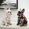 Kawaii Graffiti French Bulldog Statue Cartoon Colorful Dog Statue  Home