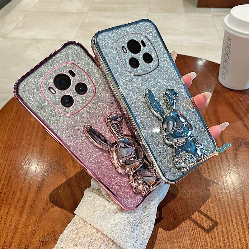 For Honor Magic6 5G Case PC+TPU Rabbit Phone Cover with Pull Kickstand
