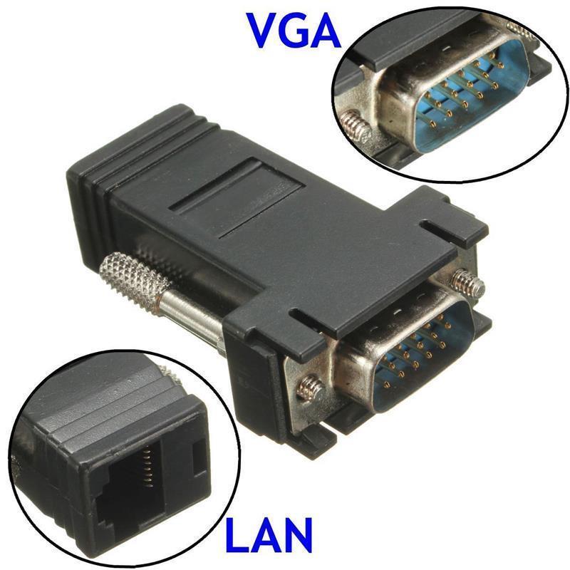 Сетевой удлинитель VGA на RJ45: Адаптер передачи аналогового сигнала для 15-контактного порта VGA
