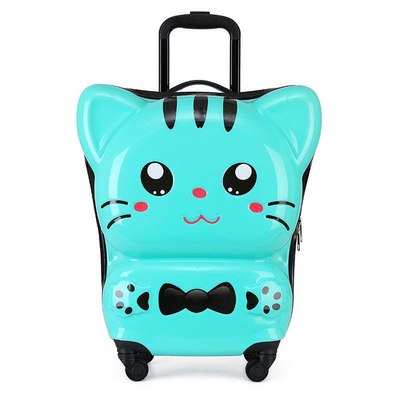 Новый детский чемодан с 3D котом на колесах, детский чемодан на колесиках, дорожный чемодан с героями мультфильмов, сумка на колесиках
