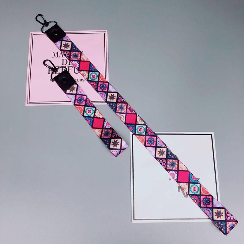 Long Tag Hang Strap Keychain Short Plaid Lanyards Key Rope Mobile Phone Straps Wrist Band