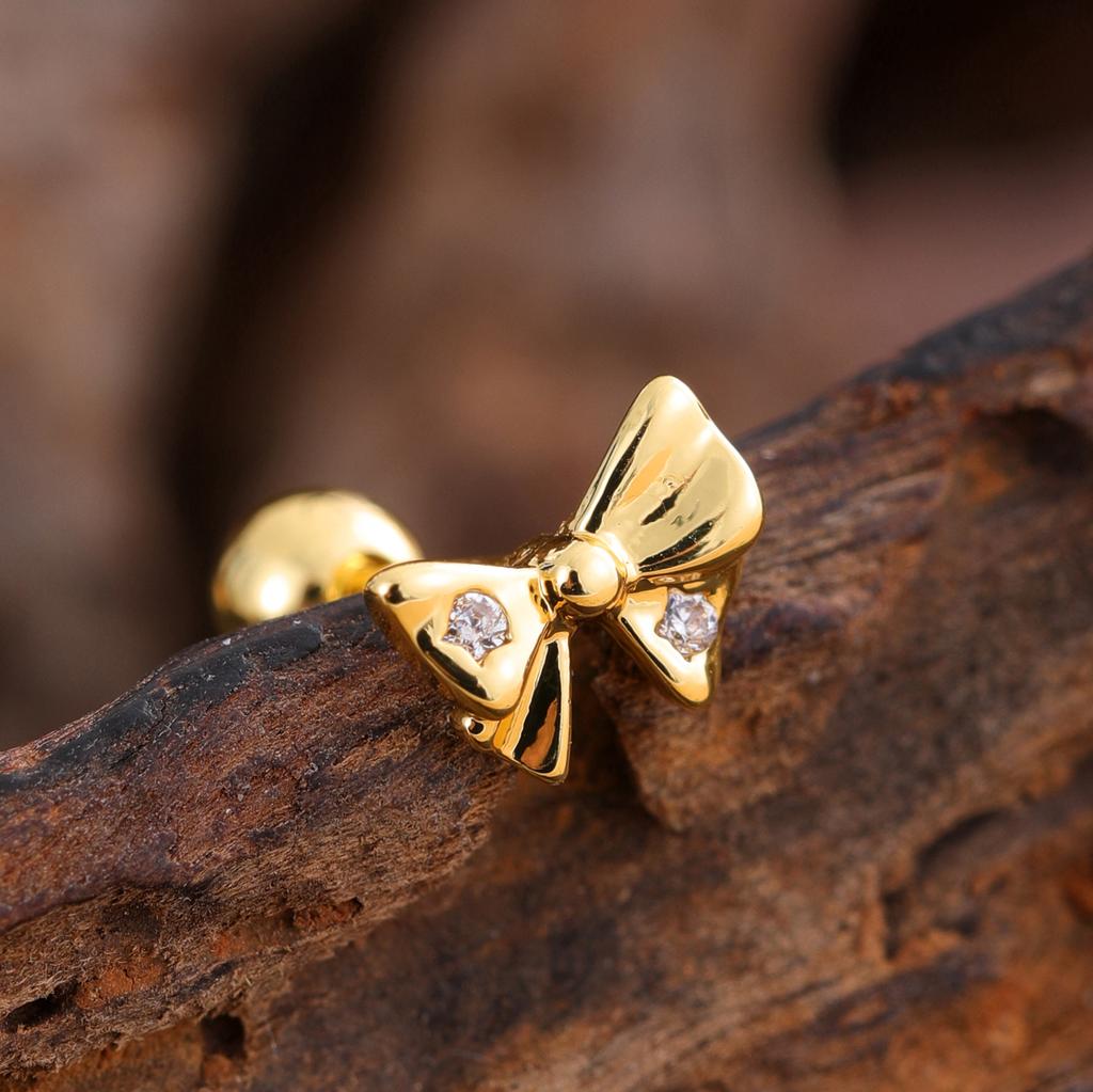 10 шт./набор 20G Золотая серьга-пирсинг хряща уха с CZ, серьга-пирсинг трагуса, дизайн медведя и паука, кольца-гвоздики для хеликса, пирсинг конч уха, ювелирные изделия из стали 316L