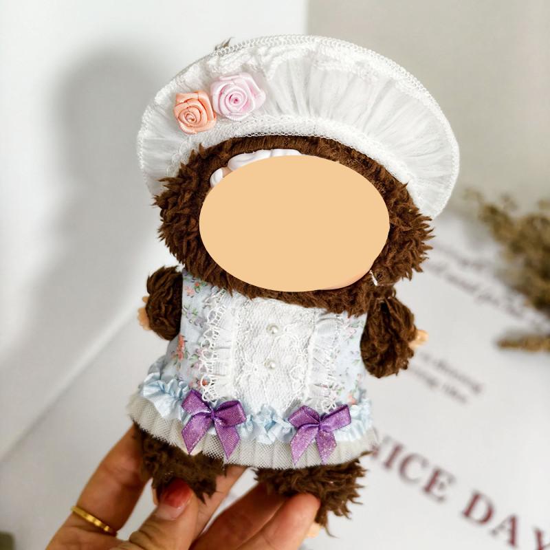 [Cloth Only] Cute Cartoon Fashion Doll Clothes for 15CM Plush Dolls,Retro Floral Print Dress.