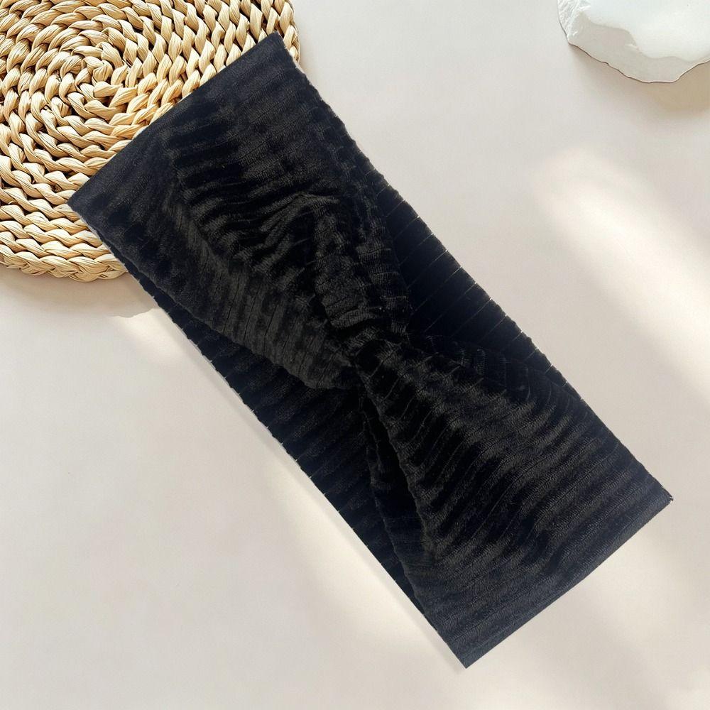 Stretch Fabric Fabric Headband Solid Color Elastic Headband Knot Cross Headband Washing Face