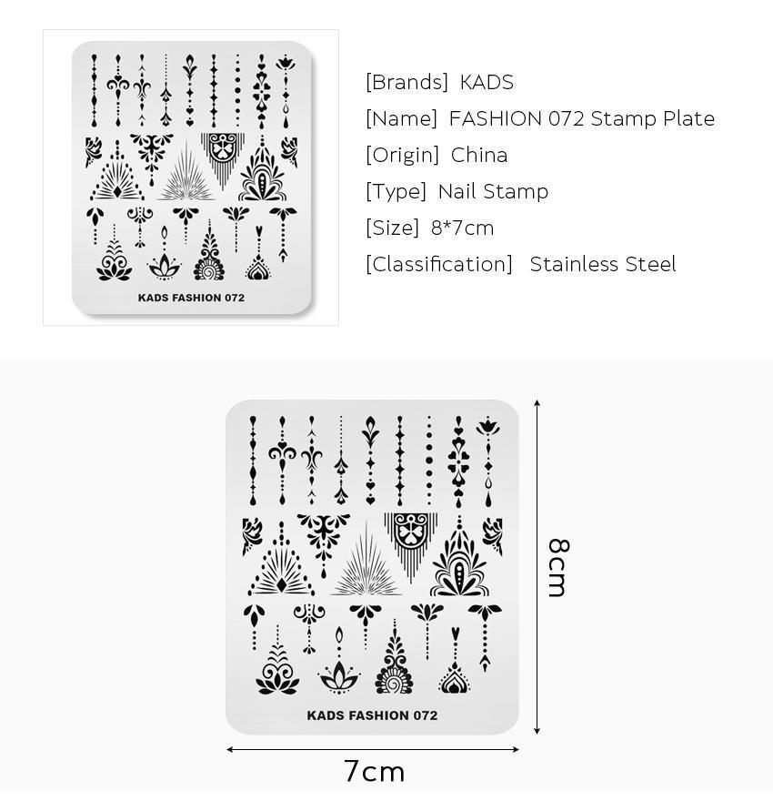 kads Мода 072 Пластины для штамповки ногтей Дизайн ногтей DIY Шаблон штампа Классическая линия Пунктирная линия Дизайн ногтей Инструменты