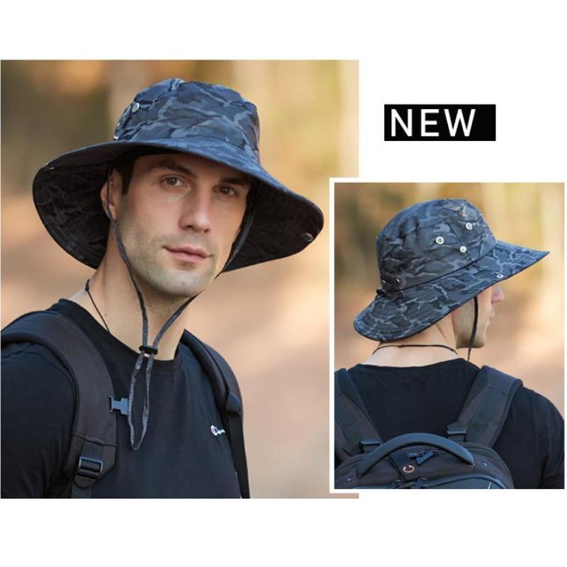 Men's Sun Cap Breathable Quick Dry Bucket Hats Sun Protection Anti-UV Fishing Camping Camouflage Fisherman Hat