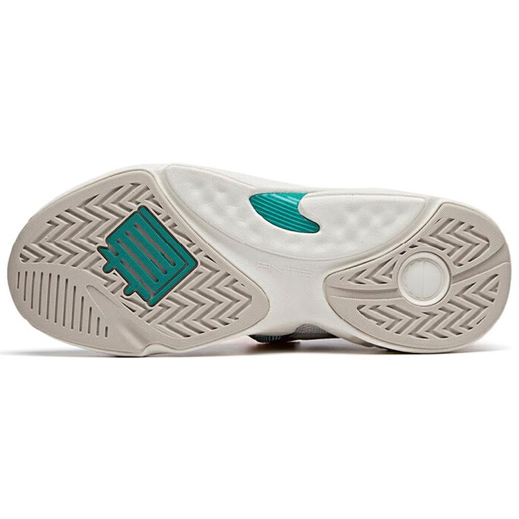 Anta Bastard Cushioning Slip Resistant Abrasion Resistant Breathable Low top Chunky Sneakers Men's White Green Orange 112028085-4