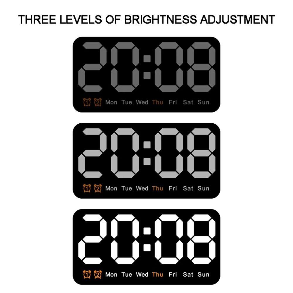 Светодиодные цифровые часы с отображением температуры/даты, двойным будильником, настенные часы для гостиной