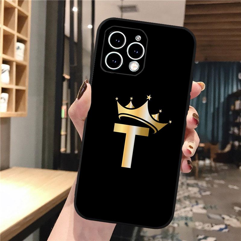 Чехол для телефона с золотой короной и буквами для iphone 15 14 Pro Max 13 12 11 Pro Max XSMax XR 12 13 mini 14 Plus Shell