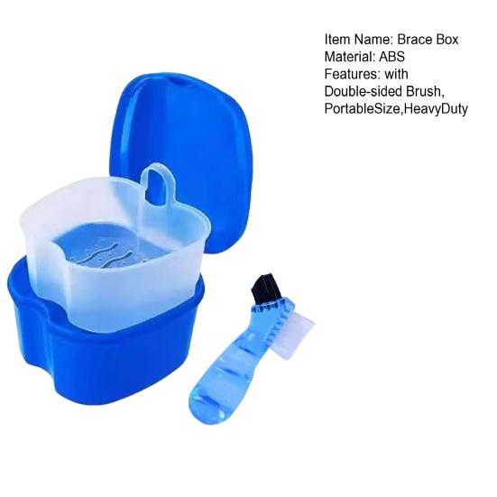 Коробка для брекетов с двухсторонней щеткой для чистки, переносная коробка для фиксаторов с корзиной для слива, дорожный футляр для ванночки для зубных протезов, держатель для контейнера для выравнивателя