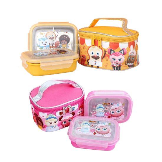 Bread Barbershop Kids Stainless Steel 2-Tier Lunch Box with Bag Set