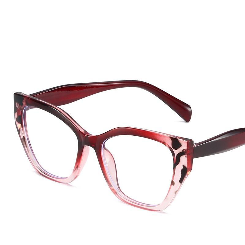 New Cat's Eye Plain Glasses Frame Women's Fashion PC Eyewear Frame Flat Glasses Luxury Anti Blue Light Optical Glasses