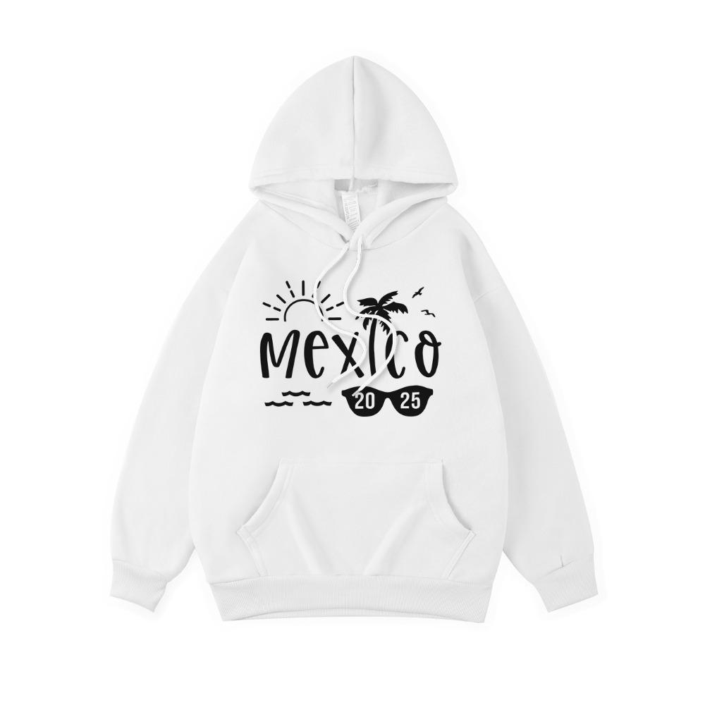 Худи с принтом Mexico Beach Женские базовые Удобные флисовые с капюшоном Теплые Свободные Толстовки Карман Женская Уличная одежда