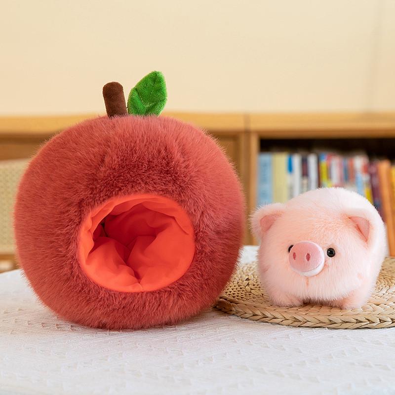 Charming Short Plush Pig Apple Pillow Perfect Gift For Kids And Adults 26cm 36cm