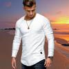 Men's Slim Fit Long Sleeve Round Neck T-Shirt Casual Comfortable Tops