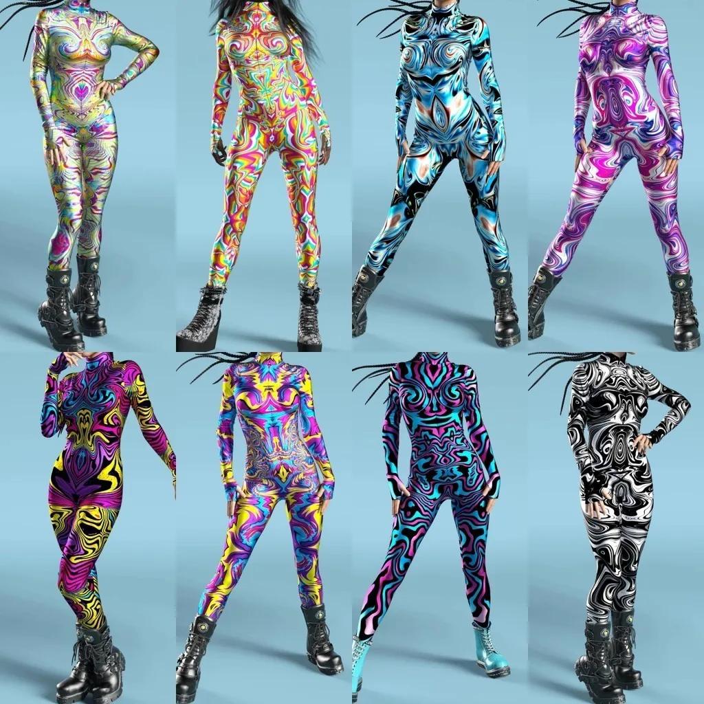 3D цифровая печать сценические костюмы для взрослых Хэллоуин мероприятия карнавал тематическая вечеринка косплей костюм ролевые игры комбинезон