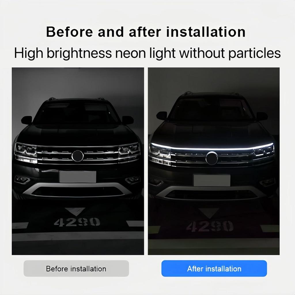 Car Led Hood Lights,Multicolor 120Modes (70 Inch) 12V, Engine Hood Cover Daytime Running Light Strip,Multi Color Neon Light Kit For Car Hood