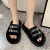 Winter Women Slippers 2025 Designer New Luxury Fashion Soft Plush Women Slippers Warm Cotton Outside Sandals Slippers