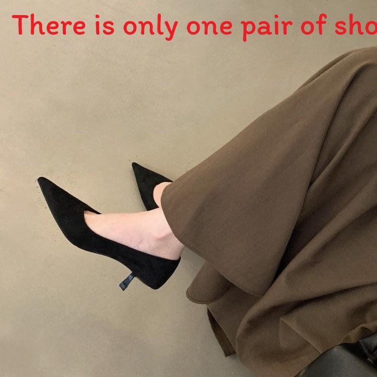 French Vintage Style Pointed Toe Suede High Heels For Women Office Wear