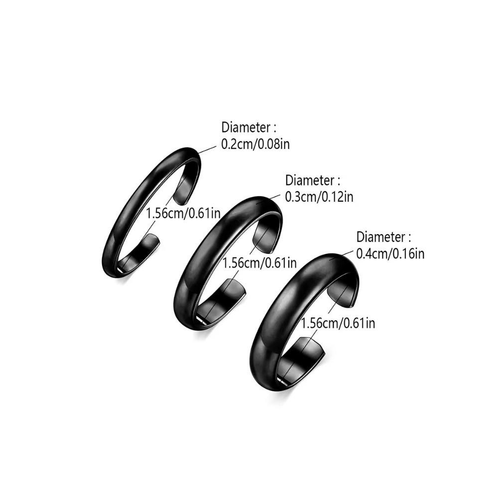 3Pcs Adjustable Toe Ring Round Beach Foot Jewelry Classic Open Band Tail Ring For Women