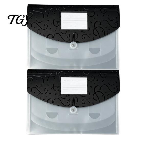 Plastic File Pouch Expandable Document Folder with Label Slot, Layered Design Waterproof PP Business Envelope, Secure Rope Closure Organizer