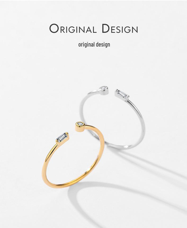 Регулируемое кольцо из стерлингового серебра S925 с микроинкрустацией цирконами - Стильное, Простое, Не тускнеет, Идеально для законодателей моды