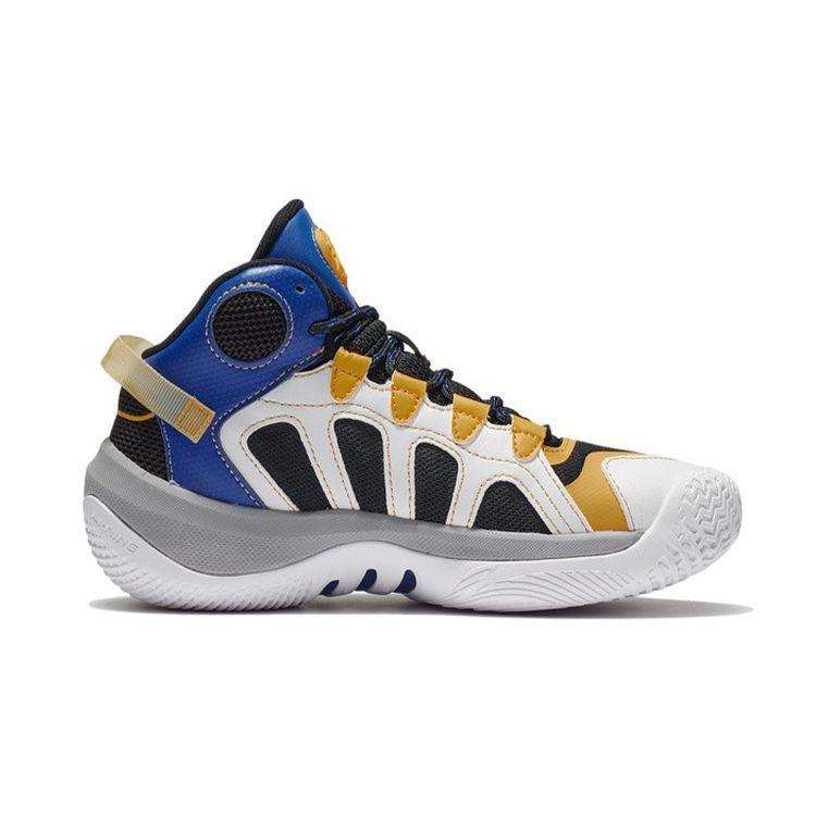 Li Ning Youth Team 2.0 Anti-Slip Shock Absorbing Durable Support Mid-Top Basketball Shoes Kids Basketball Shoes Citrus-Yellow YKBS004-5