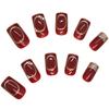 Wine Red Glossy Fake Nails New Year Square Tips Reusable Artificial Nail for Daily Students Nail Decoration