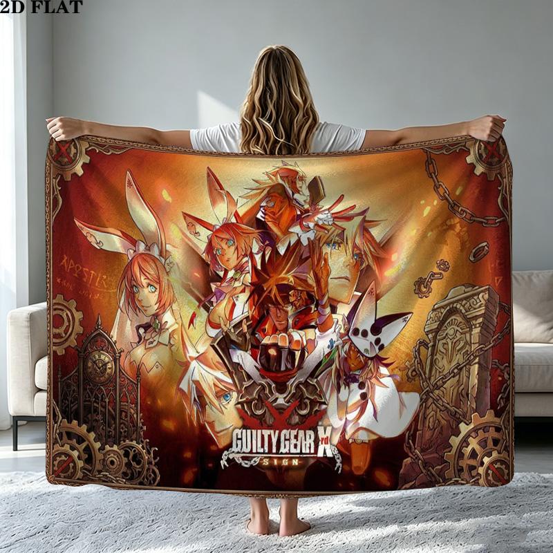 Guilty Gear Print Flannel Blanket High Quality Warm Comfortable Cover for All Seasons Perfect for Gifts Home Decor