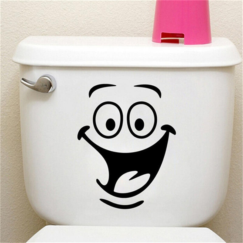Smile Face Toilet Stickers Diy Personalized Furniture Decoration Wall Decals