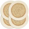 Placemats - VIDAXL - 4 Pcs - Jute and Cotton - 38 Cm - Round - Natural