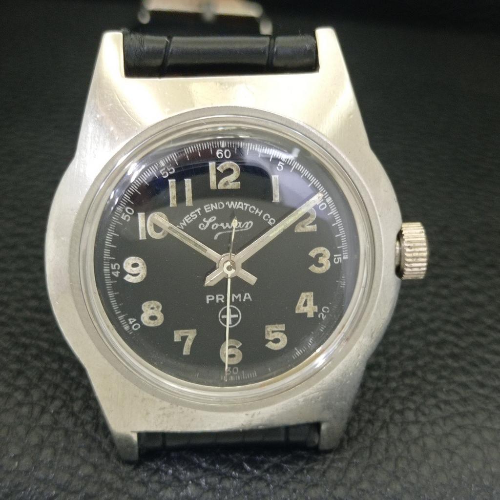 ВИНТАЖНЫЕ ШВЕЙЦАРСКИЕ ЧАСЫ С РУЧНЫМ ЗАВОДОМ WEST END WATCH CO ДЛЯ МАЛЬЧИКА, ЧЕРНЫЙ ЦИФЕРБЛАТ, a703797-1