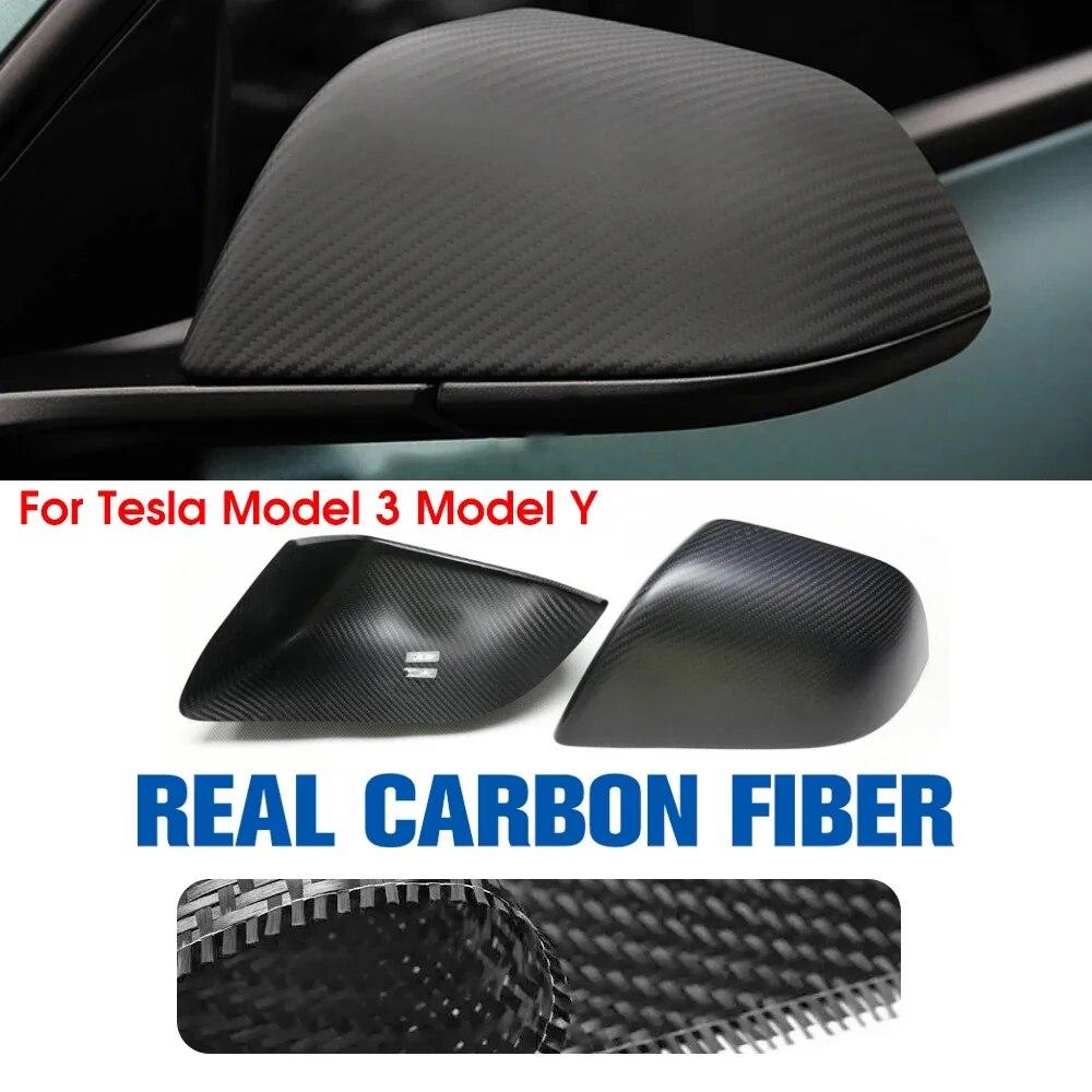 For Tesla Model 3 Model Y Original Rearview Mirror Cover Real Carbon Fiber Rear View Mirror Shell Auto Styling Protector Part