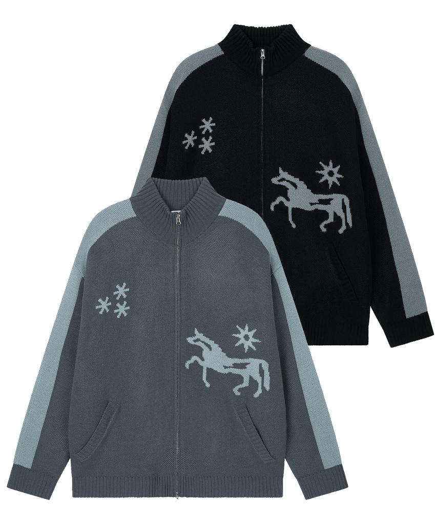GRAVER [Unisex] Fantasy Knit Zip-Up_2 Colors