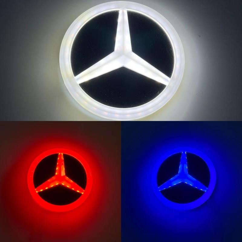 9.5cm Car Rear Trunk Emblem Sticker for Mercedes Benz S350 S300L S A B C E Class GLA GLK ML GL GLC GLE Logo ABS LED Badge Light QQ68