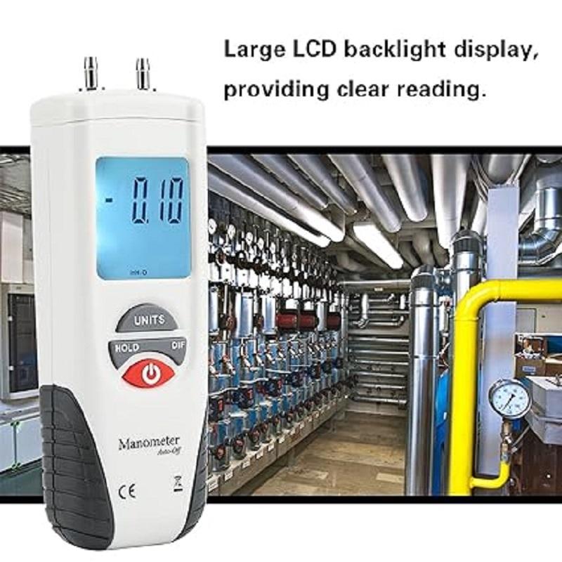 HT-1890 Handheld Differential Pressure Digital Manometer with Large LCD Backlight Display 11 Selectable