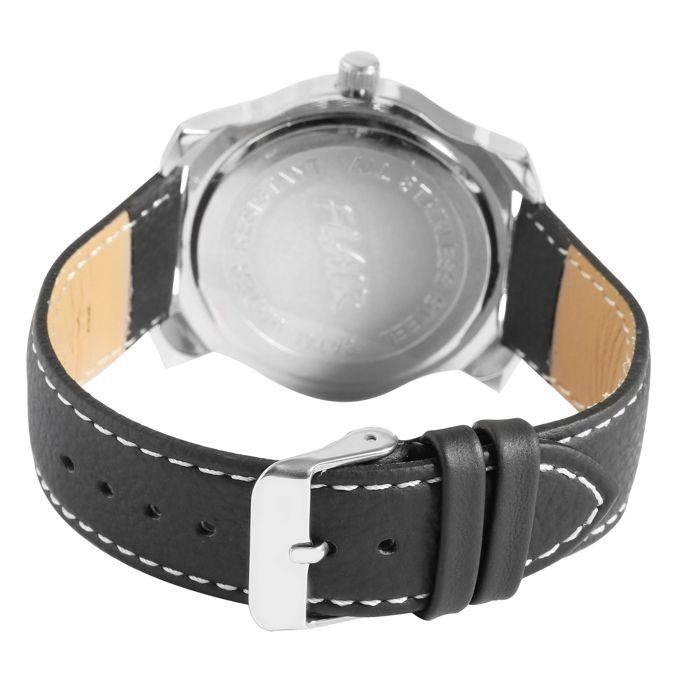 Montre homme - FLAIR - Flair - Boîtier ovale 42 mm - Bracelet cuir noir 20 mm - Étanchéité 5 ATM