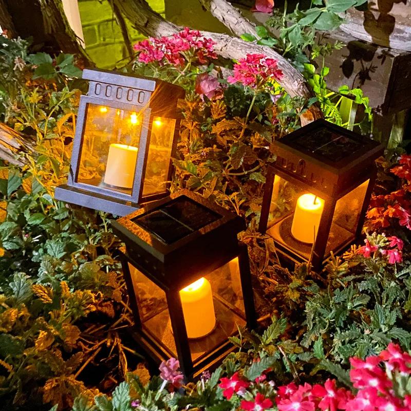 Solar Light Outdoor Garden Flickering Candle Lantern Lamp Solar Powered Hanging LED String Lights  for Patio Garden Decoration