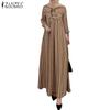Women Casual O-neck Stripe Print Long Sleeve Dress